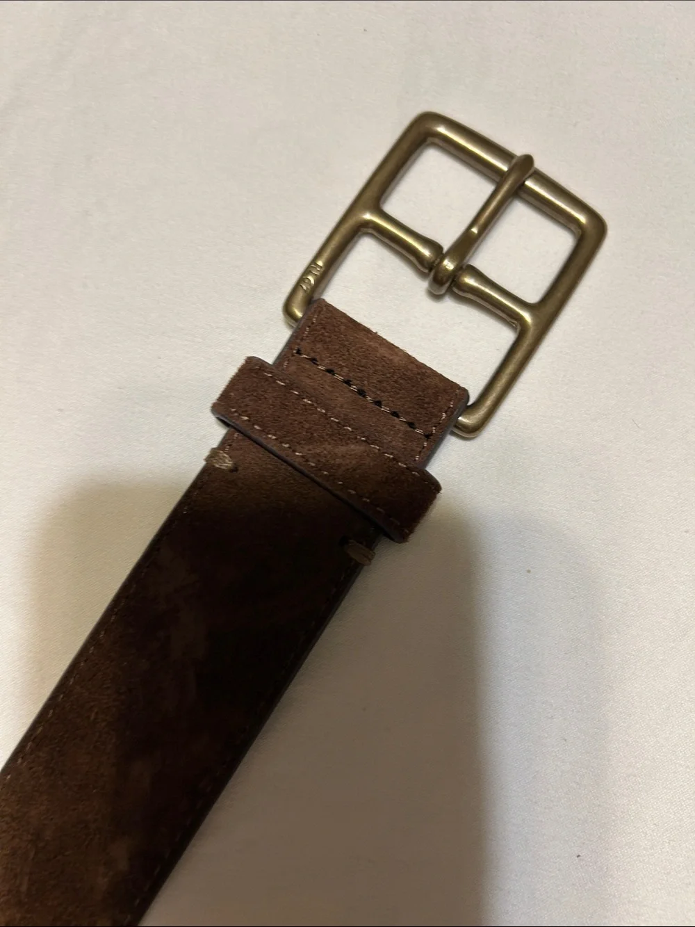 Polo by Ralph Lauren Brown Suede Belt with Brass Buckle
